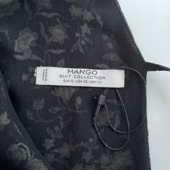 Mango Babydoll Floral Mini Dress XS Black/Brown Long Sleeve VNeck Boho Romantic - Picture 3 of 13